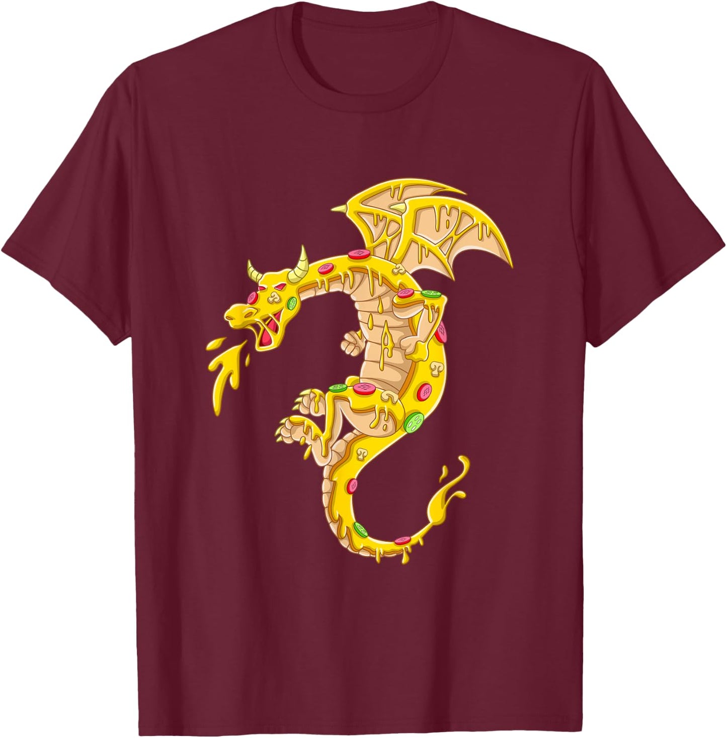 Pizza Dragon Pizza Dragon Delicious Italian Food Cheese T-Shirt - T-Shirt | Maroon