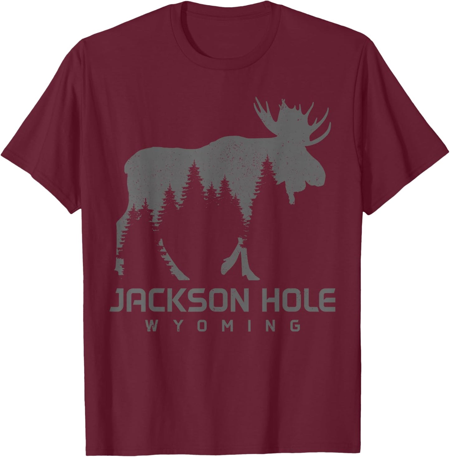 Jackson Hole Wyoming Vintage Moose Souvenir Pride T-Shirt - T-Shirt | Maroon
