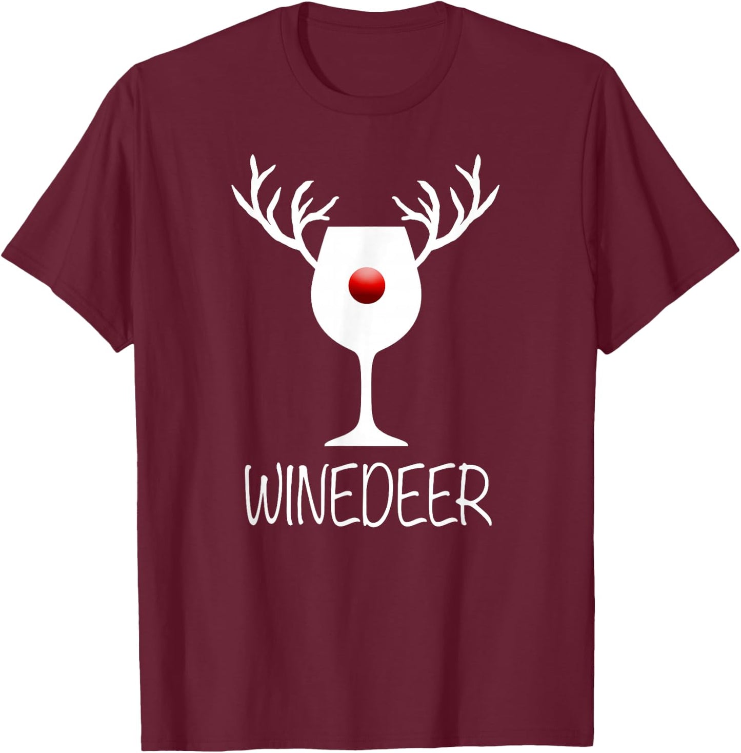 Winedeer Reindeer | Funny X-mas Wine Bottle T-Shirt - T-Shirt | Maroon