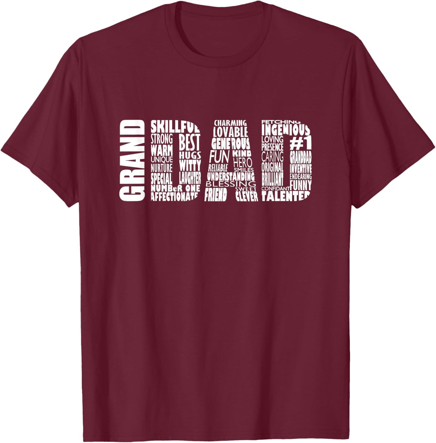 Granddad Grandpa Word Cloud T-Shirt - T-Shirt | Maroon