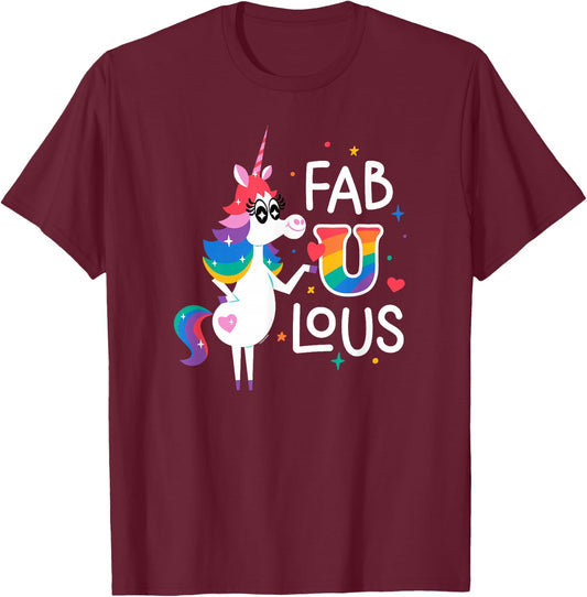 Disney & Pixar’s Inside Out Rainbow Unicorn Fab U Lous Pride T-Shirt - T-Shirt | Maroon