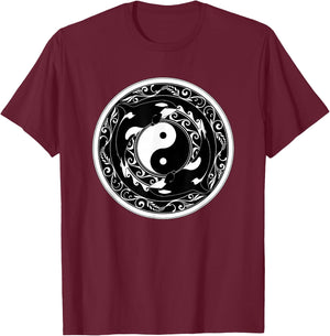 Yin Yang Orcas T-Shirt - T-Shirt | Maroon