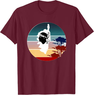 Corsica Island avec Arbres Carte Corse Haut de Gamme T-Shirt - T-Shirt | Maroon