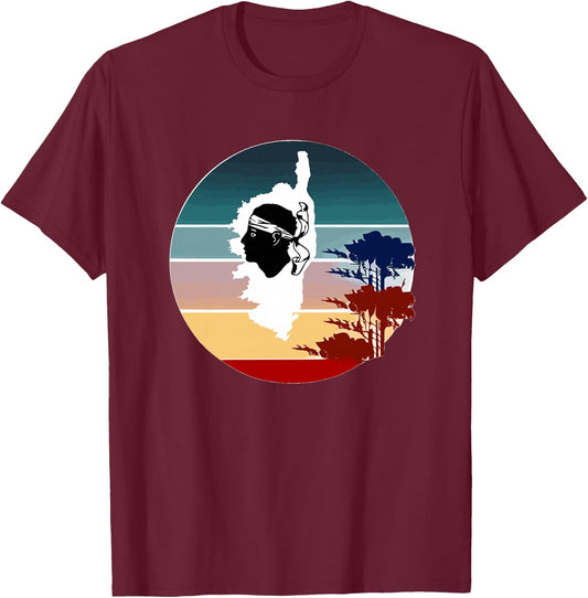 Corsica Island avec Arbres Carte Corse Haut de Gamme T-Shirt - T-Shirt | Maroon