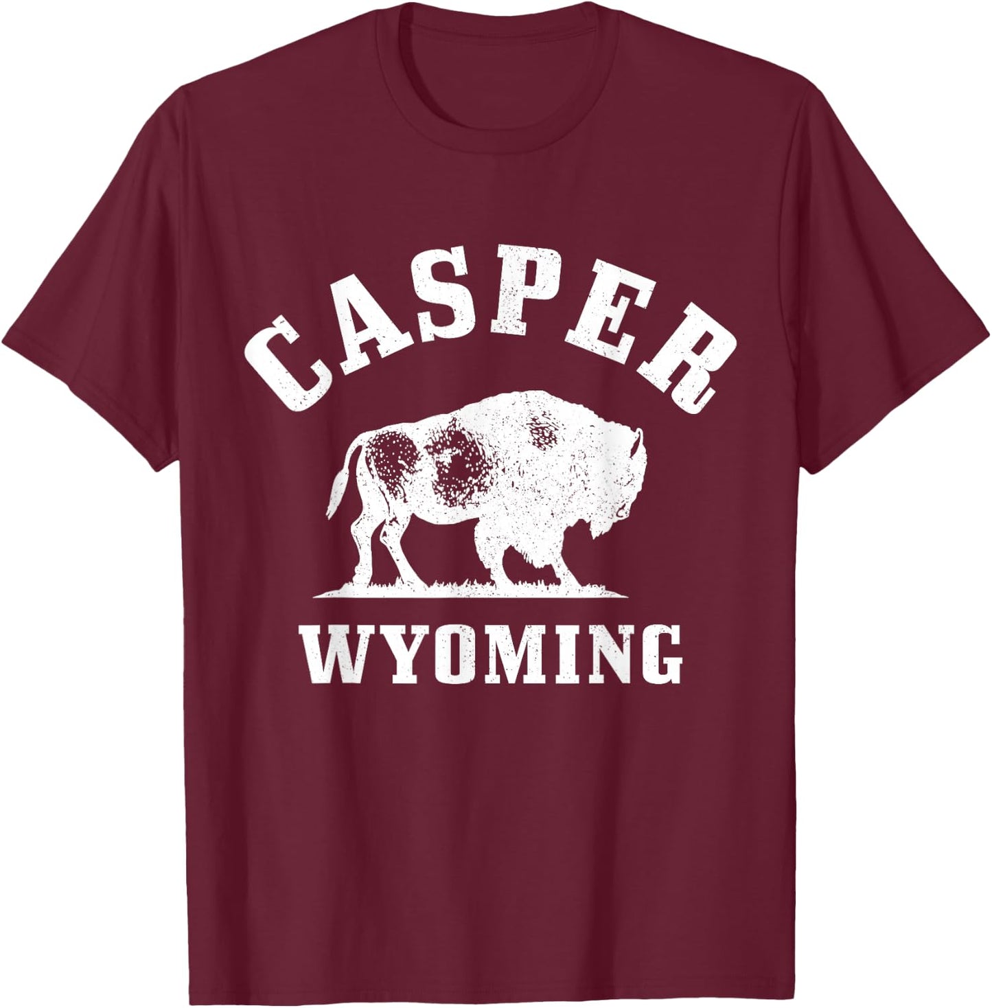 Casper Wyoming Cowboy State Bison Buffalo Vintage Pride T-Shirt - T-Shirt | Maroon