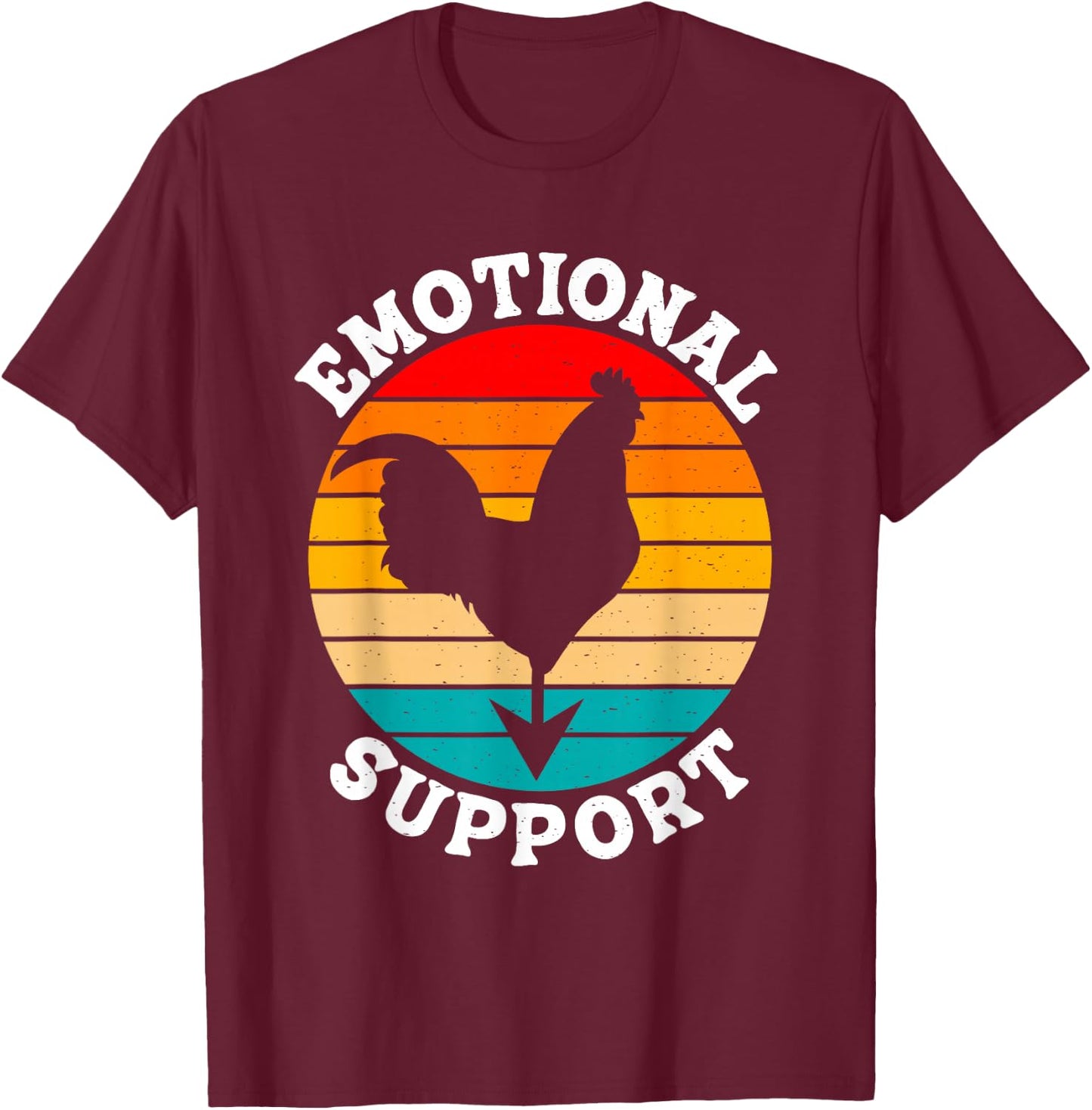 Retro Chicken Emotional Support Cock Fanny Vintage T-Shirt - T-Shirt | Maroon