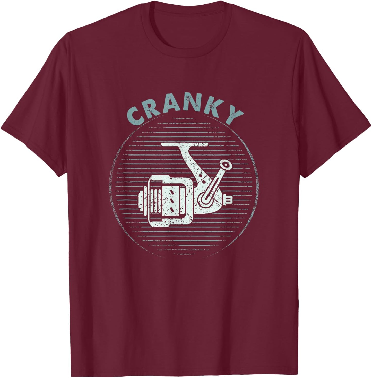 Funny Fishing , Cranky Fishing Reel T-Shirt - T-Shirt | Maroon