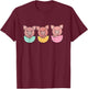 Happy Easter Cute Pig At Easter With Easter Eggs T-Shirt - T-Shirt | Maroon