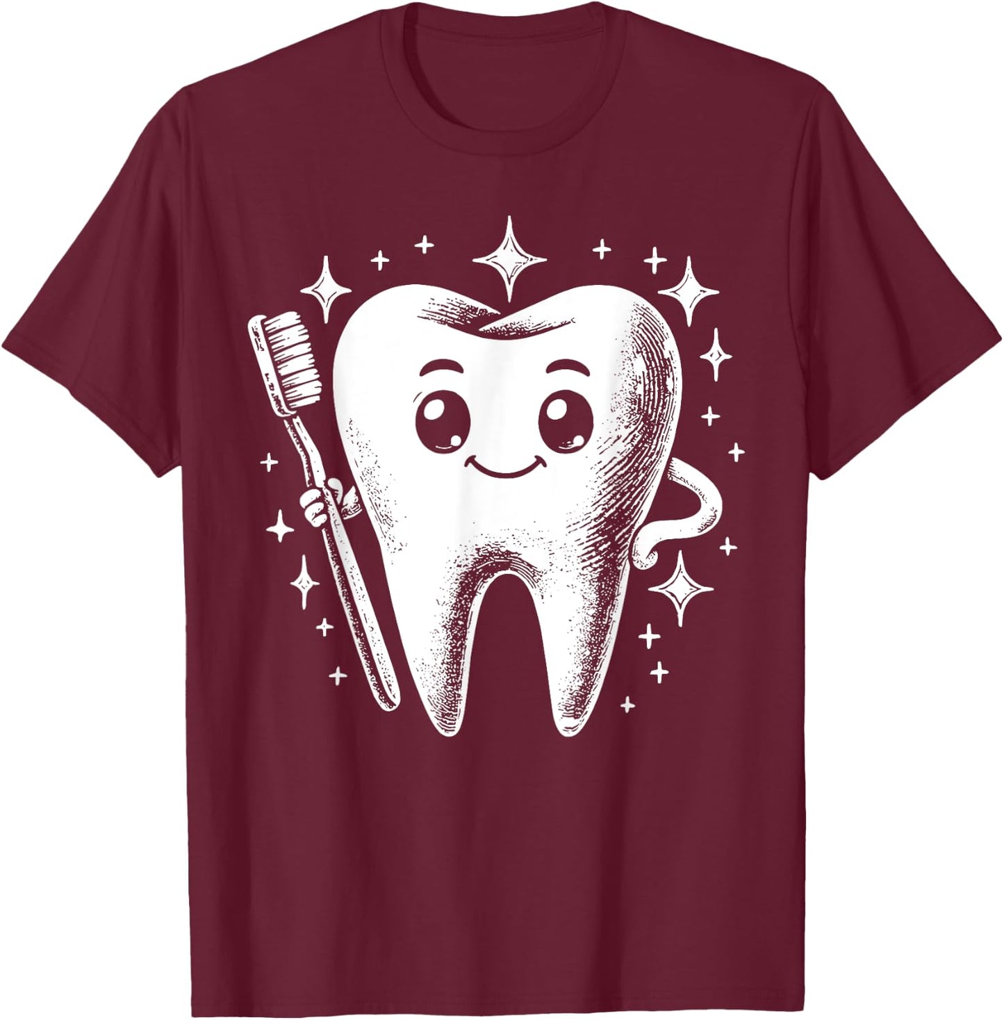 Retro Teeth Toothbrush Dental Hygienist Dentist Orthodontics T-Shirt - T-Shirt | Maroon