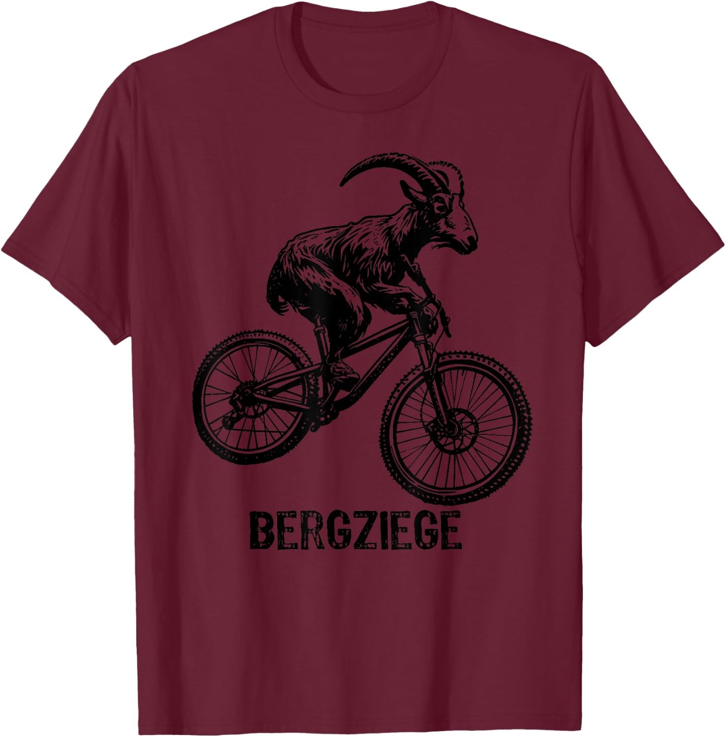 Bergziege Mountainbike MTB Downhill Berg Ziege Lustig T-Shirt - T-Shirt | Maroon