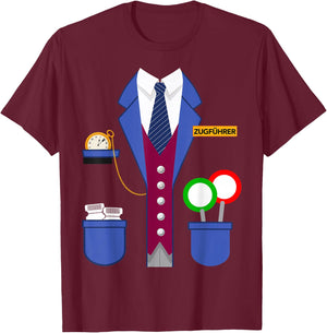 Train Guide Schaffner Train Costume for Carnival Fancy Dress , black T-Shirt - T-Shirt | Maroon