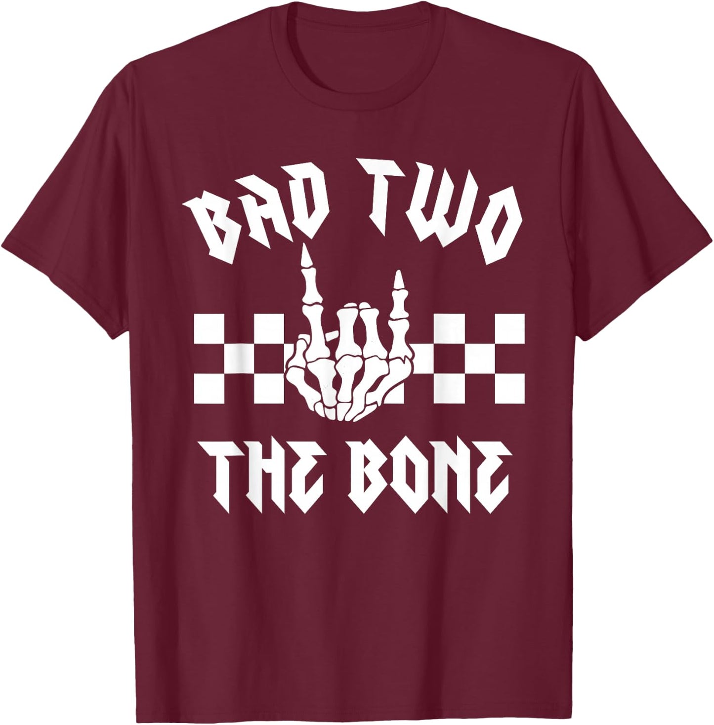 Bad Two The Bone Party Decorations Boy Girl 2nd Birthday T-Shirt - T-Shirt | Maroon