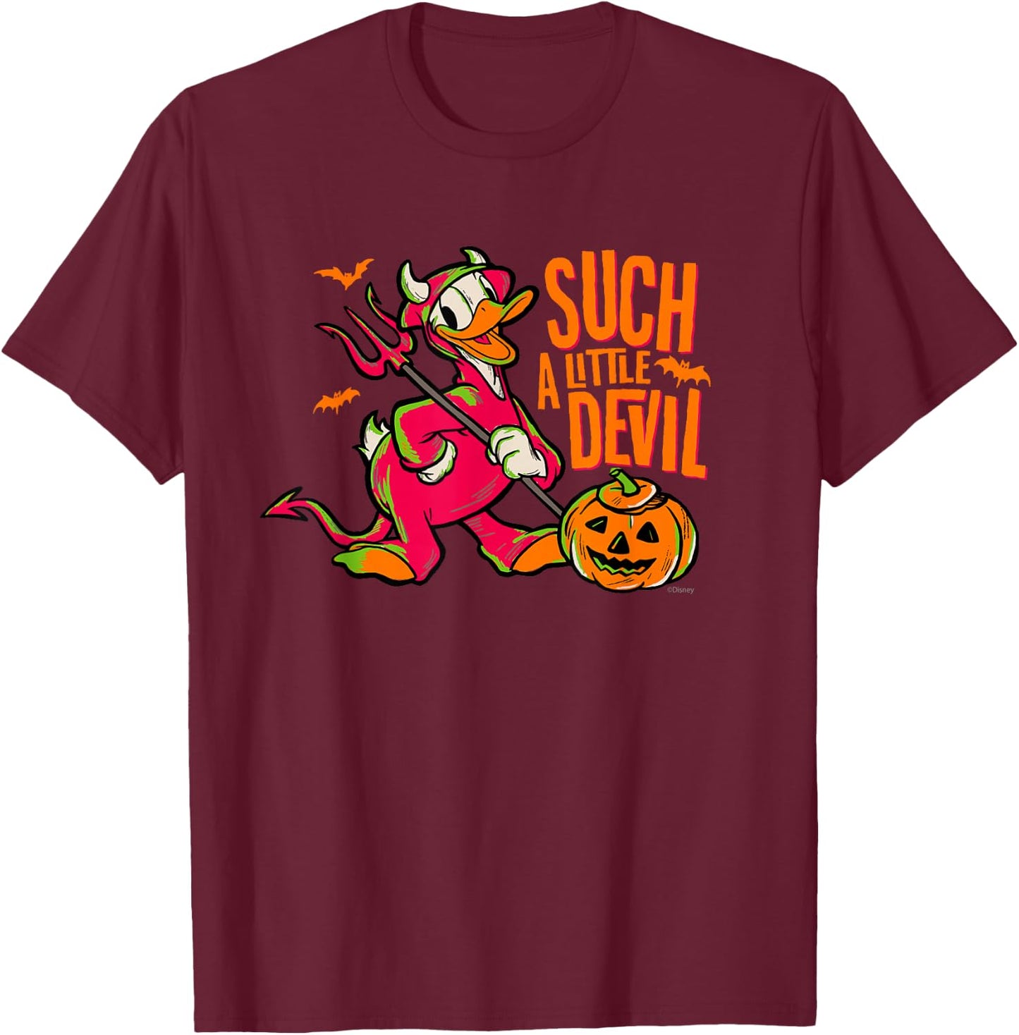 Disney 100 Donald Duck Halloween Such a Little Devil Costume T-Shirt - T-Shirt | Maroon