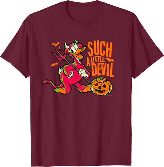 Disney 100 Donald Duck Halloween Such a Little Devil Costume T-Shirt - T-Shirt | Maroon