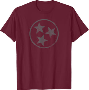 Tennessee Flag Gray Stars Volunteer State Vintage T-Shirt - T-Shirt | Maroon