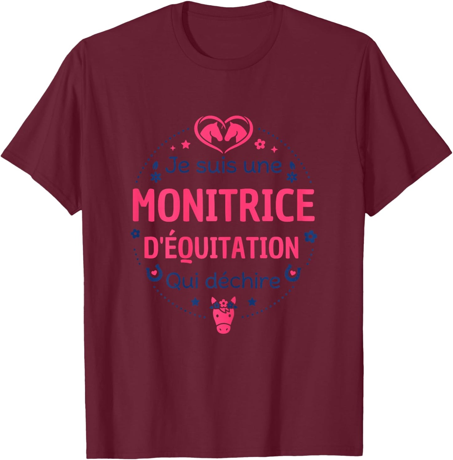 Club équestre Cheval Humour Super monitrice d'Équitation T-Shirt - T-Shirt | Maroon