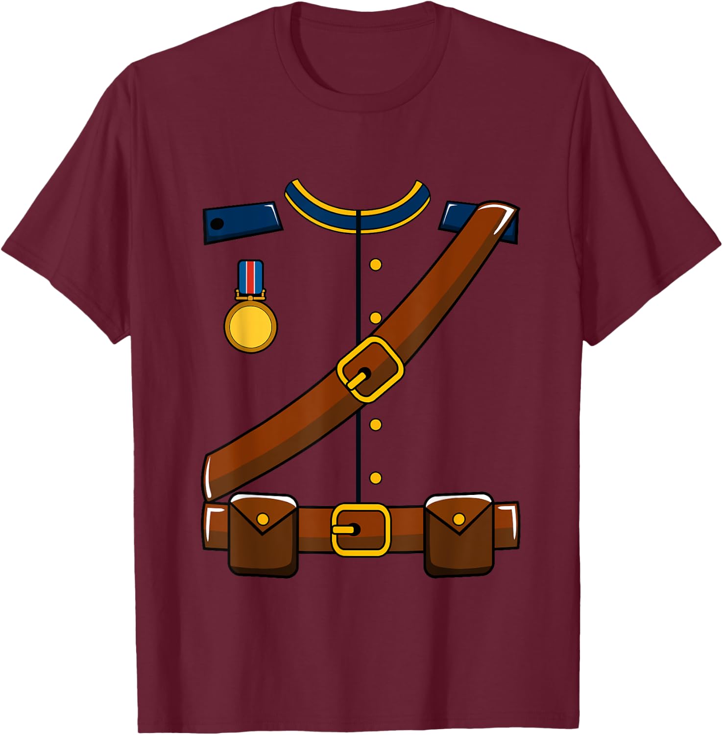 Adult Kids Halloween Union Soldier Costume T-Shirt - T-Shirt | Maroon