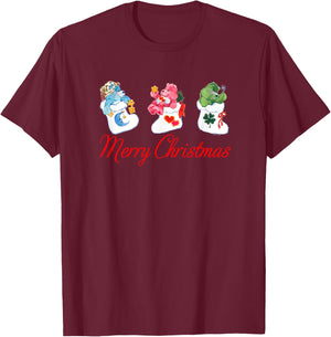 Care Bears Merry Christmas Stockings Retro Cartoon T-Shirt - T-Shirt | Maroon