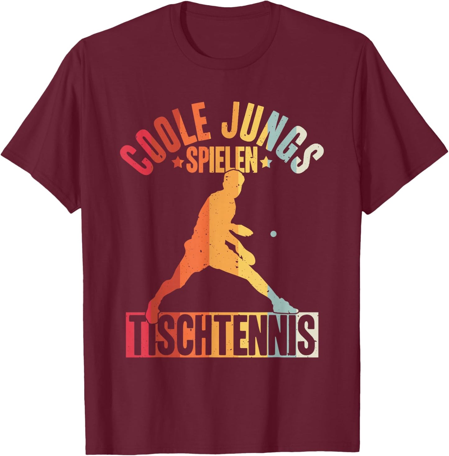 Cool Boys Play Table Tennis Kids Ping Pong Boys , black, s T-Shirt - T-Shirt | Maroon