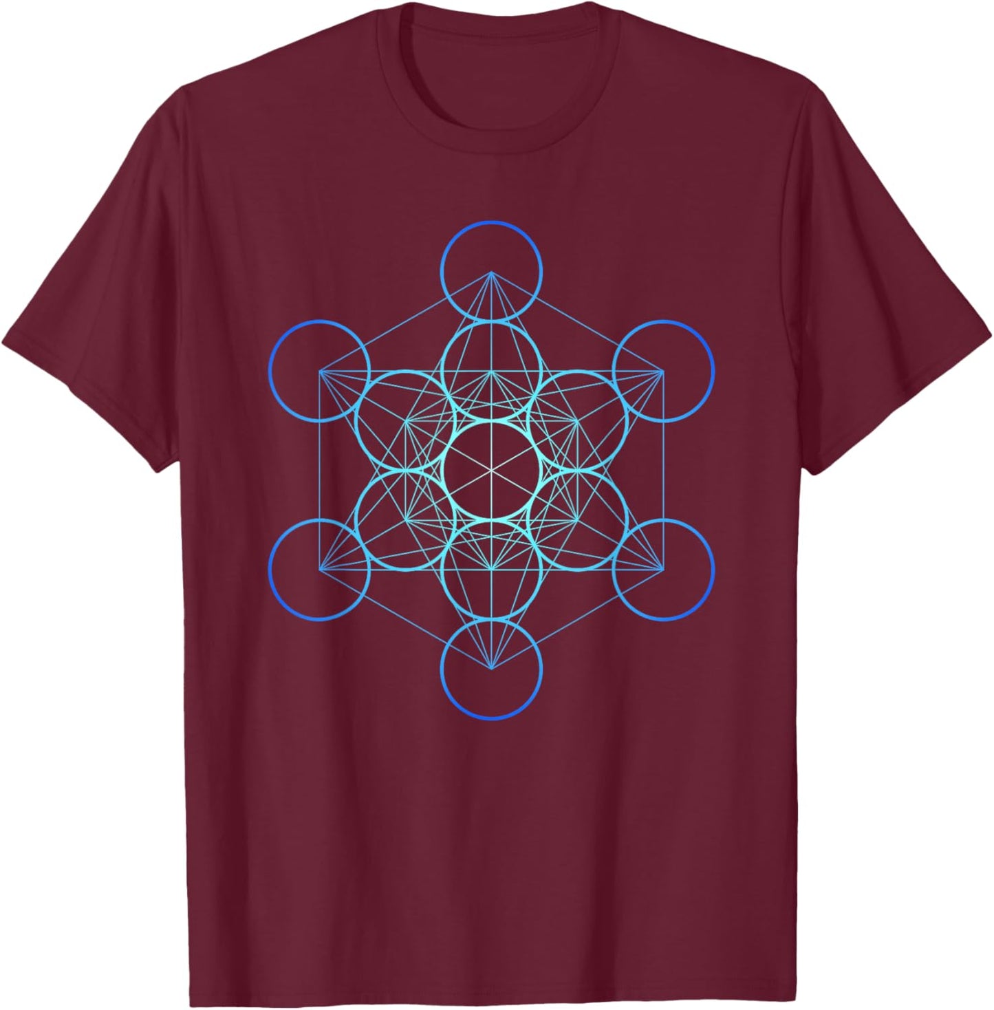Indigo Metatron's Cube, Sacred Geometry T-Shirt - T-Shirt | Maroon