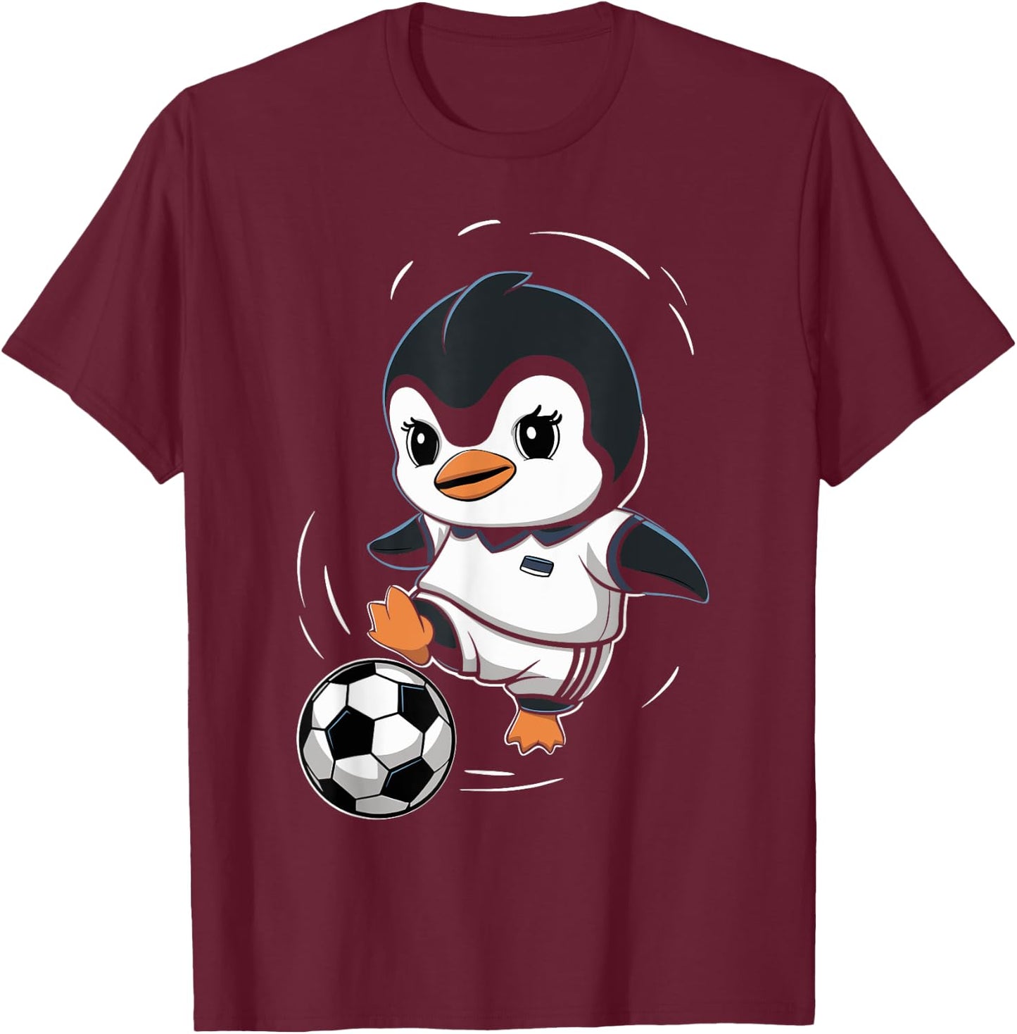 Cute Penguin Soccer Penguin Playing Football Sport Penguin T-Shirt - T-Shirt | Maroon