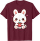 Cute Bunny Rabbit Eating Strawberry Tween Girls Graphic T-Shirt - T-Shirt | Maroon