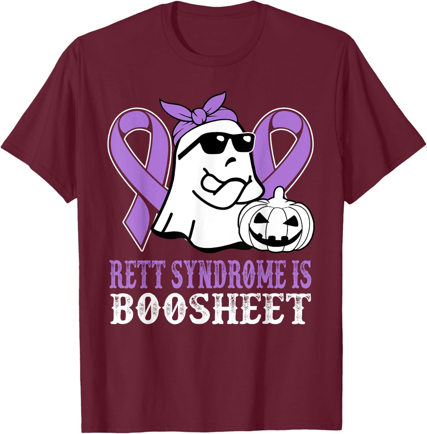 Rett Syndrome Is Boo Sheet Rett Syndrome Warrior Halloween T-Shirt - T-Shirt | Maroon