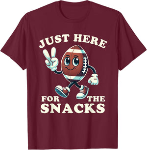 Football Just Here for the Snacks Funny Men Women Kids T-Shirt - T-Shirt | Maroon