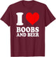 I Love Boobs and Beer , black T-Shirt - T-Shirt | Maroon