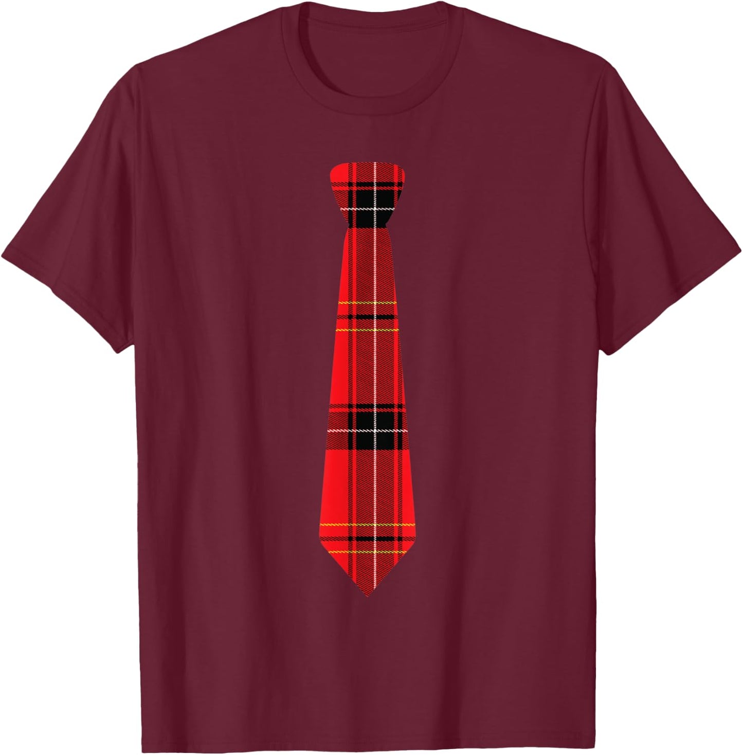 Novelty Red Plaid Necktie Design T-Shirt - T-Shirt | Maroon