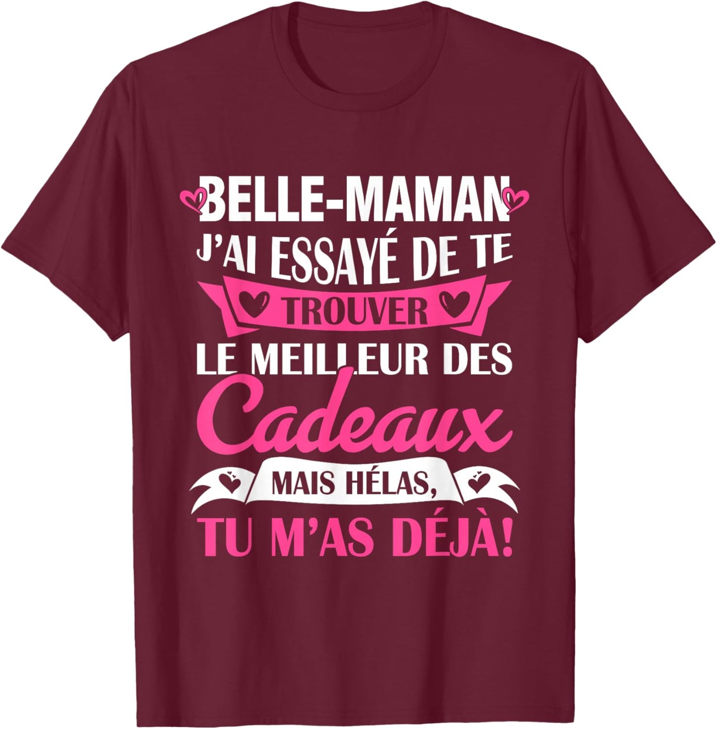 Mother's Day Gift Humour Birthday Gift Stepmom , Black, S T-Shirt - T-Shirt | Maroon