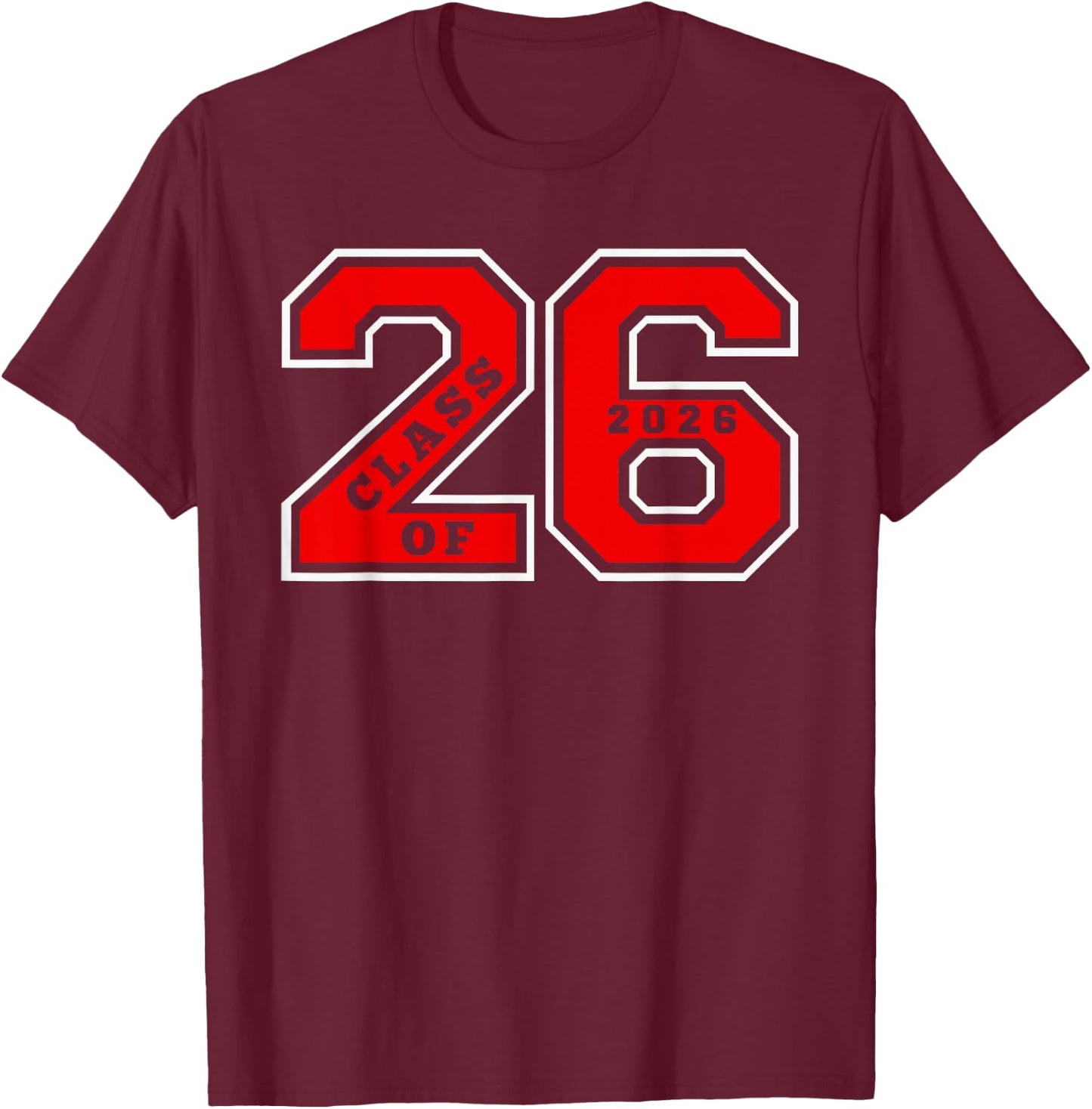 Class of 2026 - Letterman Style Red Class of 26 Swag Gift 2 T-Shirt - T-Shirt | Maroon