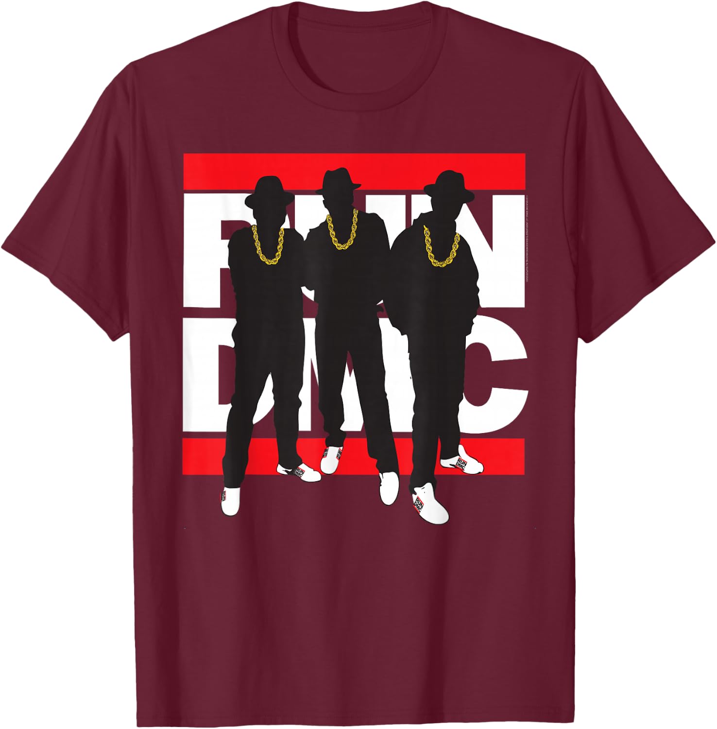 Run DMC Official Silhouette Band , black T-Shirt - T-Shirt | Maroon