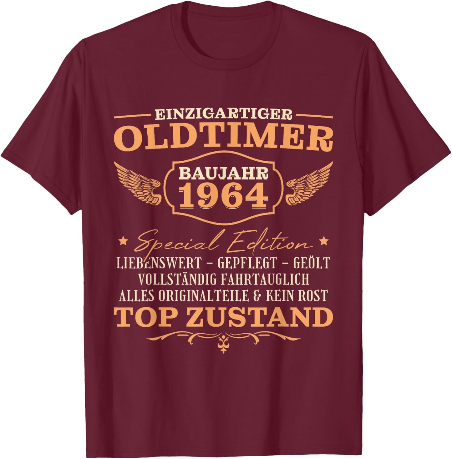 Vintage 1964 Born Vintage 60th Birthday , black T-Shirt - T-Shirt | Maroon