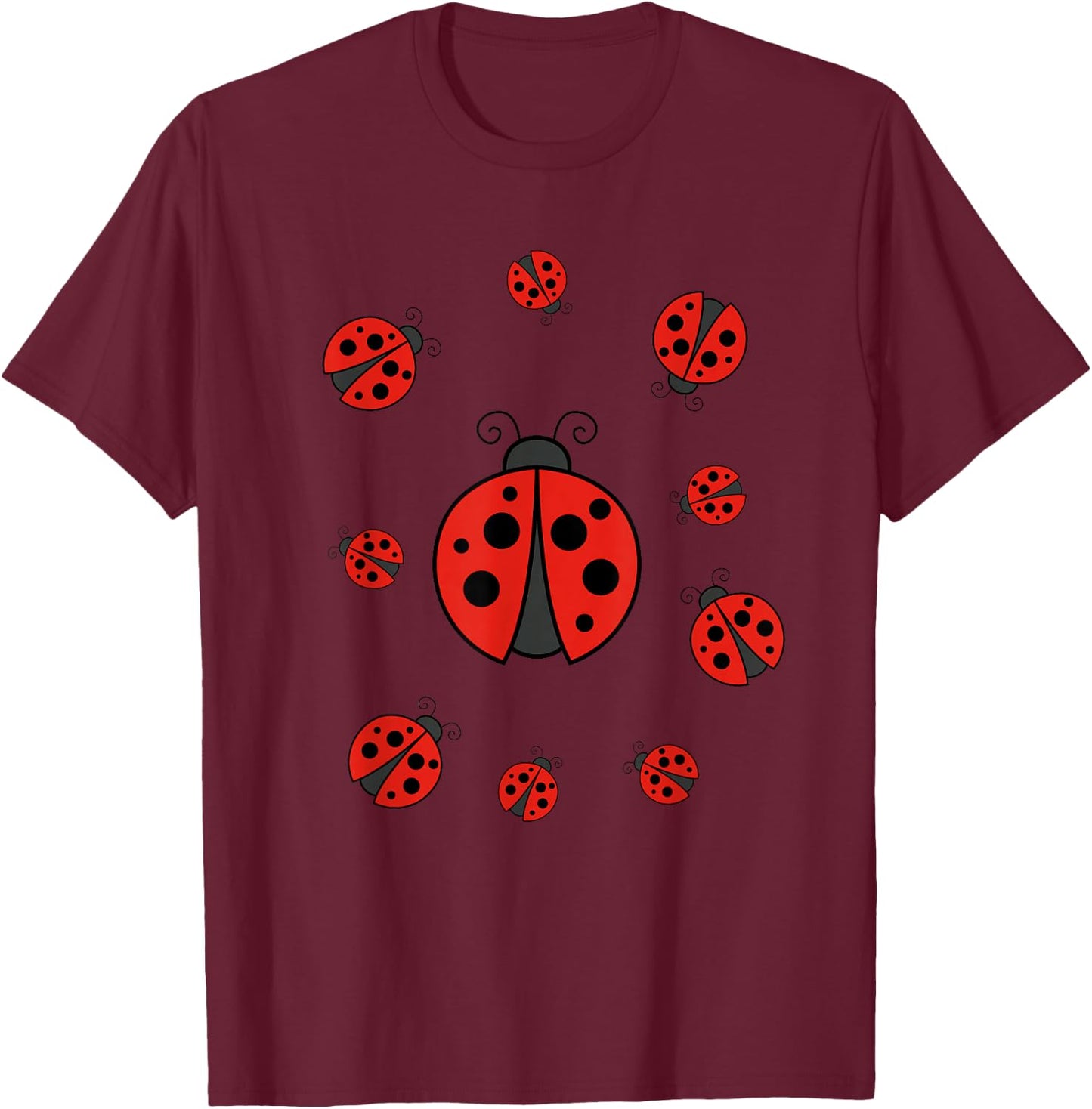 Funny Ladybird Cute Insects Ladybird Beetle , black T-Shirt - T-Shirt | Maroon