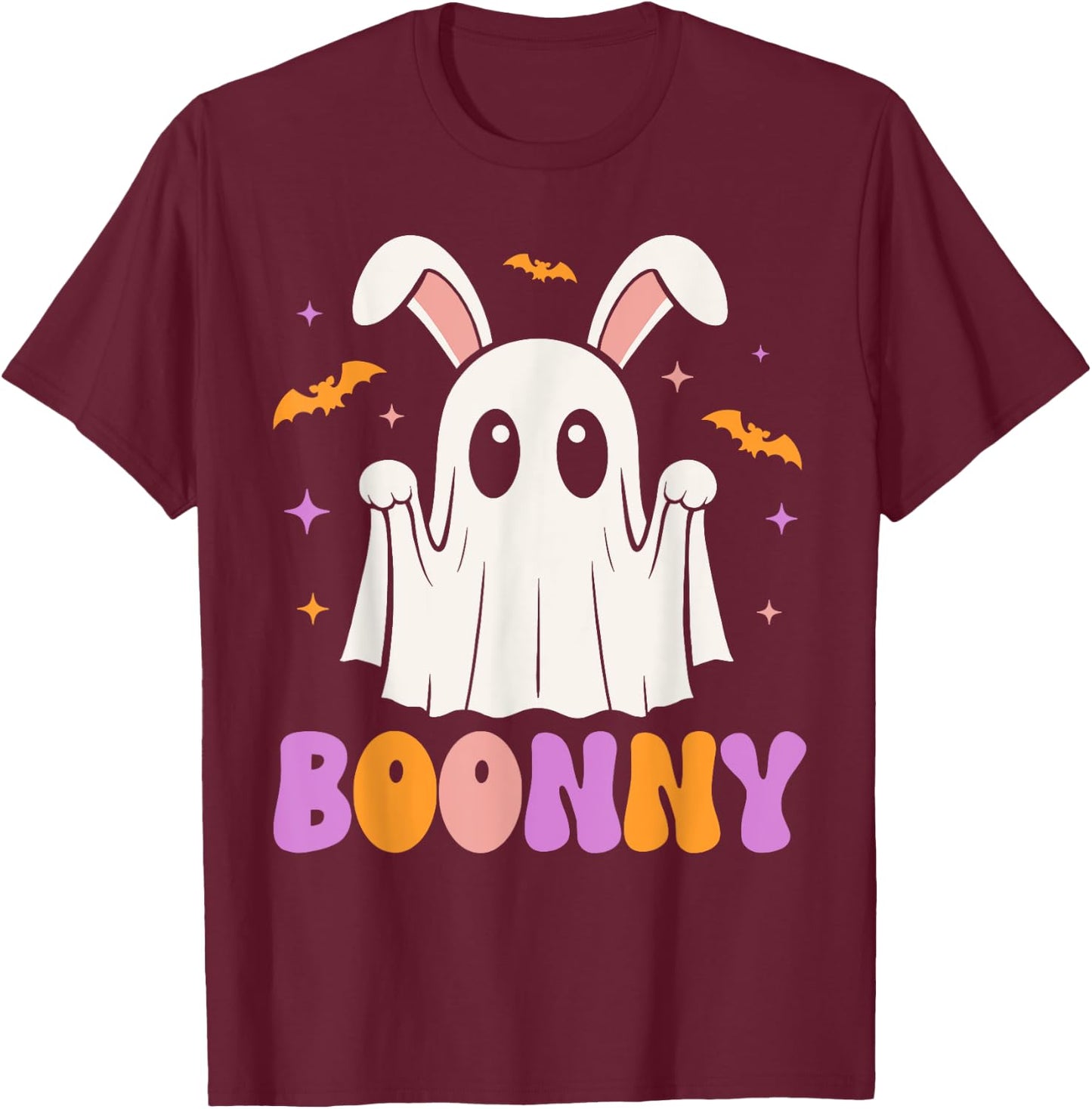 Boonny, spooky bunny ghost pun, rabbit Halloween costume T-Shirt - T-Shirt | Maroon