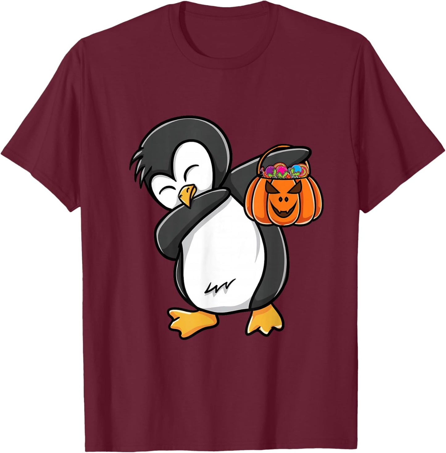 Dabbing Penguin Halloween T-Shirt - T-Shirt | Maroon