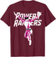 Power Rangers Pink Ranger Karate Action Pose Logo Small T-Shirt - T-Shirt | Maroon