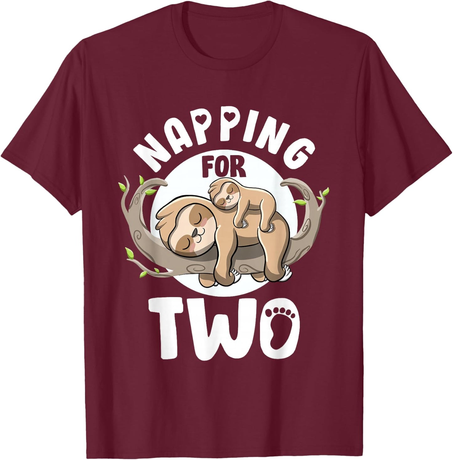Napping For Two Cute Sloth Pregnancy Announcement Mom To Be T-Shirt - T-Shirt | Maroon