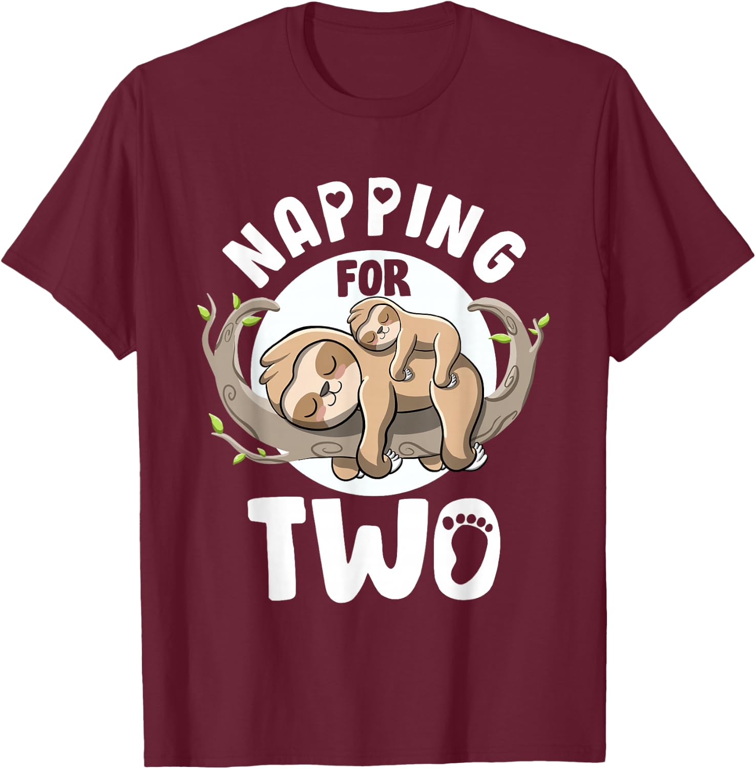 Napping For Two Cute Sloth Pregnancy Announcement Mom To Be T-Shirt - T-Shirt | Maroon