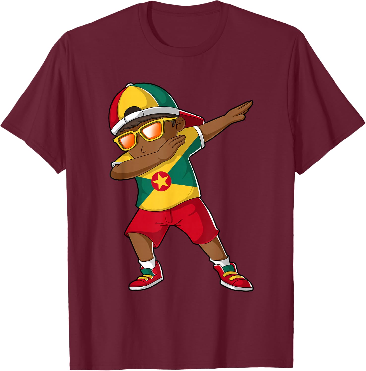 Grenadian Boy Grenada Kid Patriotism Roots Heritage T-Shirt - T-Shirt | Maroon