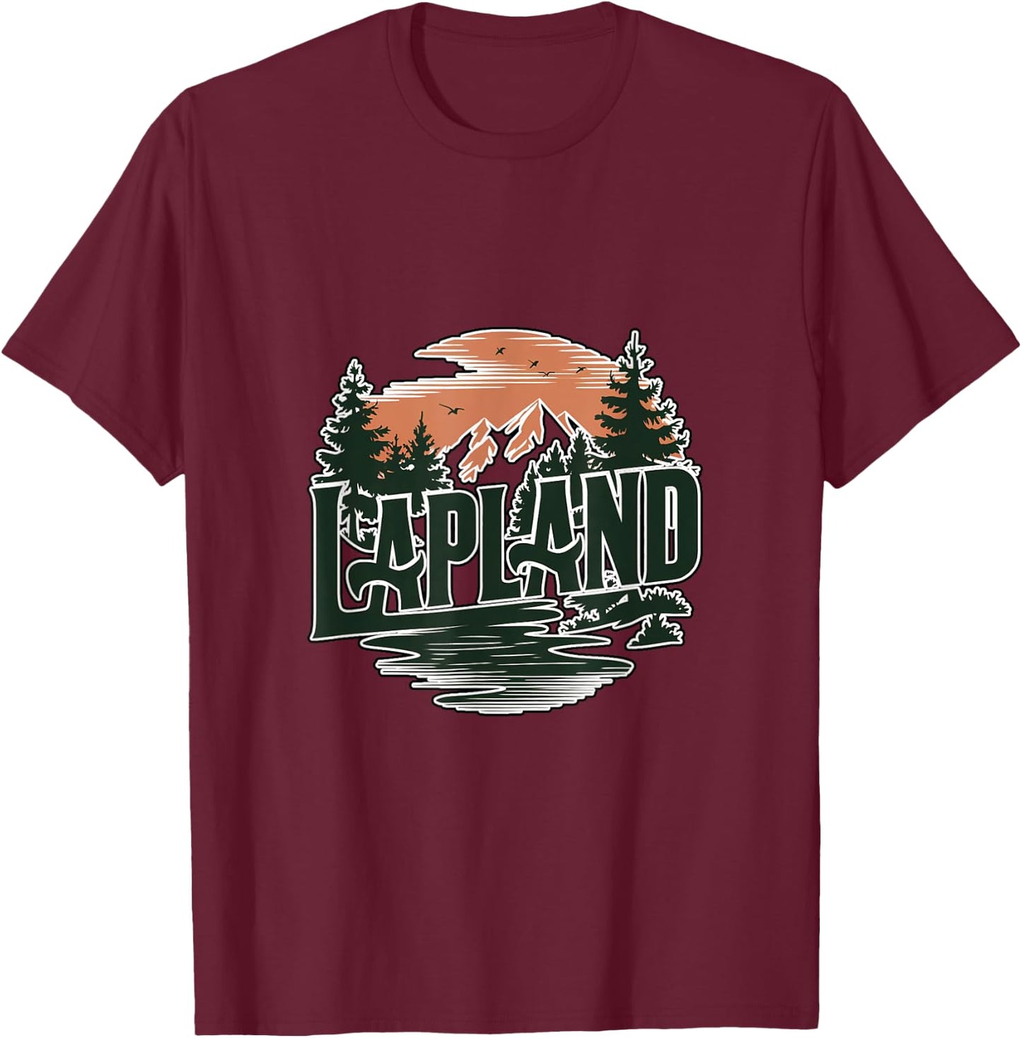 LAPLAND Winter Wonderland and Northern European Wilderness T-Shirt - T-Shirt | Maroon