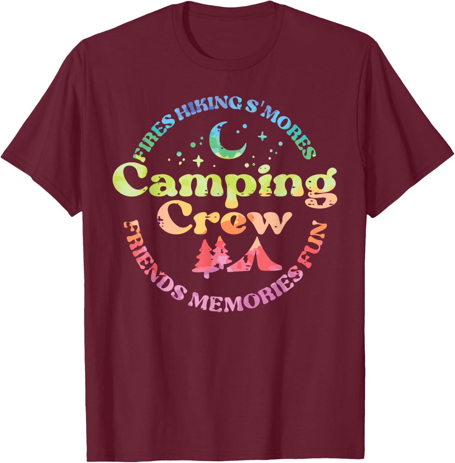Camping Crew Family Friends Girls Kids Toddler Youth Women T-Shirt - T-Shirt | Maroon
