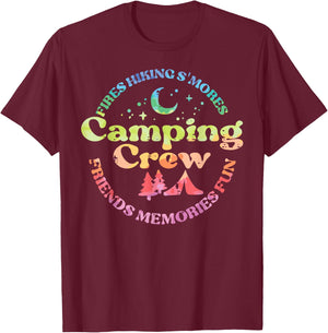 Camping Crew Family Friends Girls Kids Toddler Youth Women T-Shirt - T-Shirt | Maroon