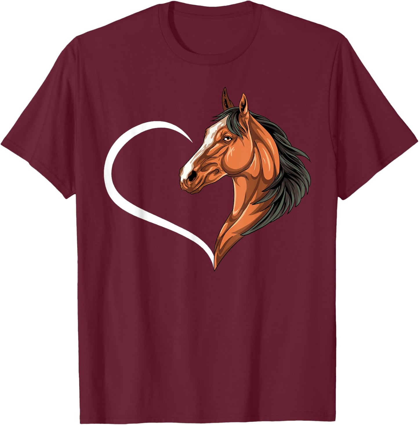 Horse Shirts Girls Kids Heart Cute Horse T-Shirt - T-Shirt | Maroon