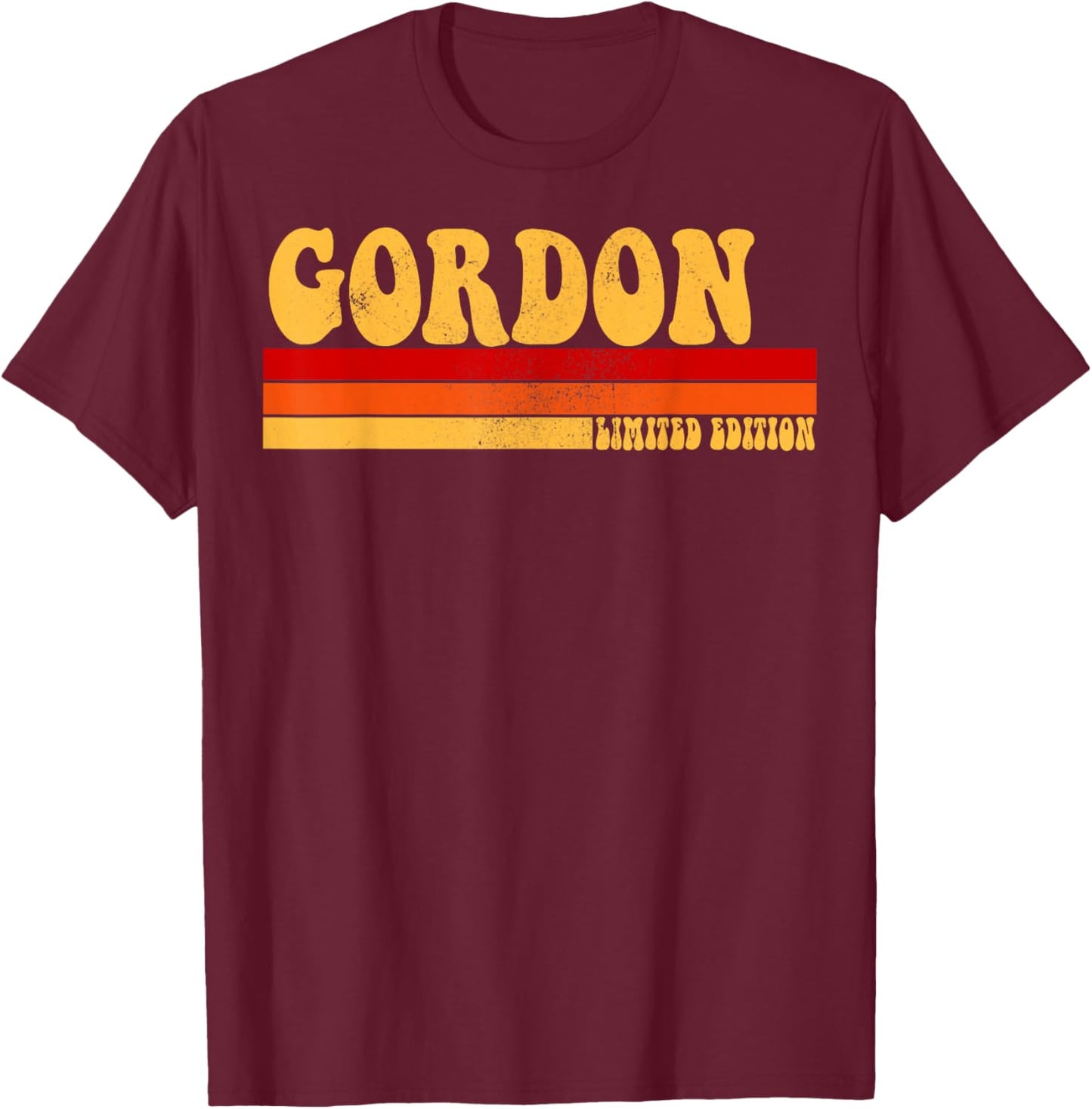 GORDON Name Personalized Idea Men Retro Vintage GORDON T-Shirt - T-Shirt | Maroon
