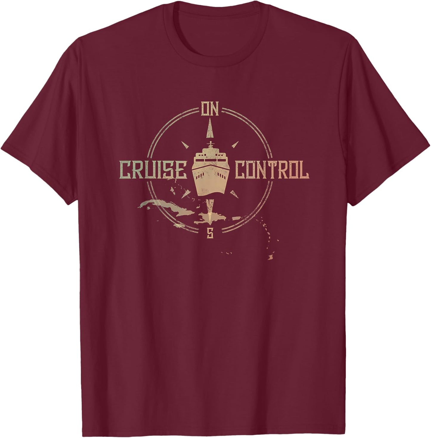 On Cruise Control Funny Cruising family shirt vacation gift T-Shirt - T-Shirt | Maroon