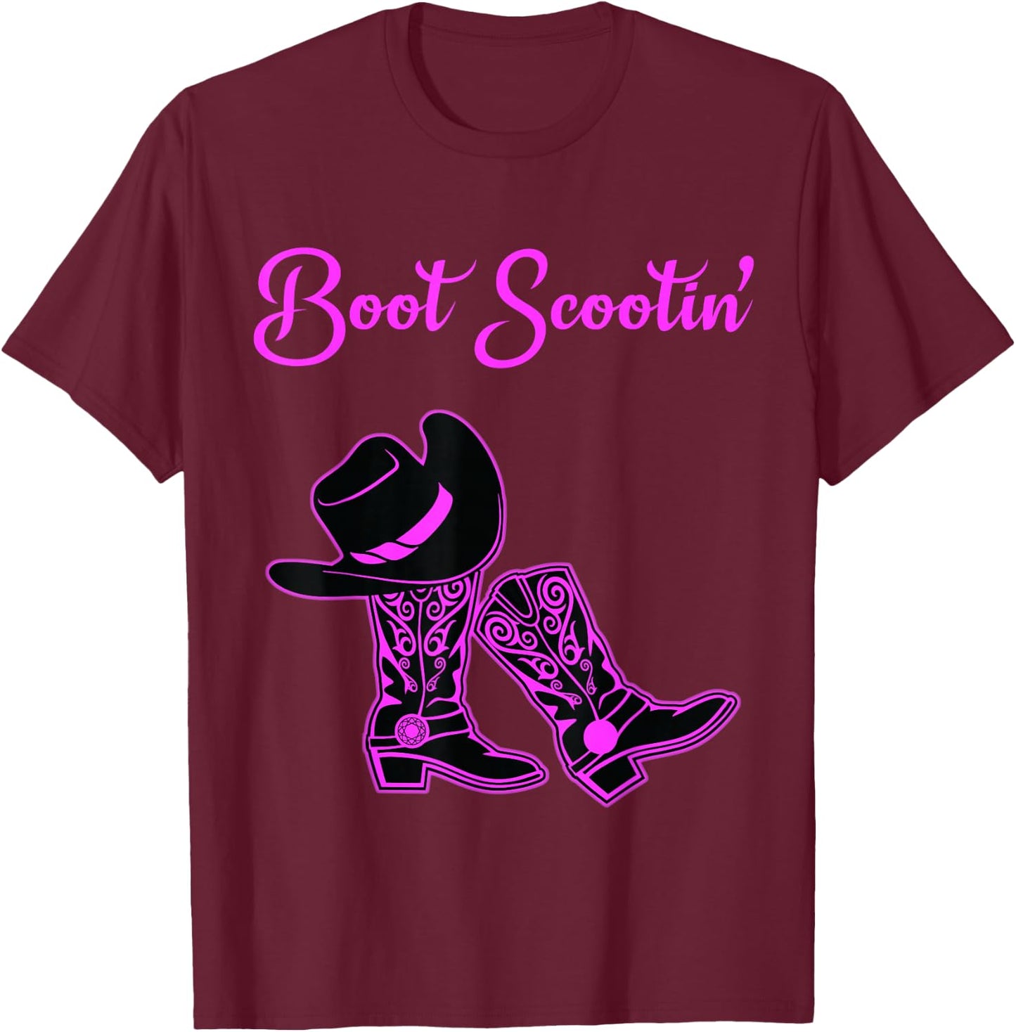 Line Dancing Boot Scootin Cowgirl Hat T-Shirt - T-Shirt | Maroon