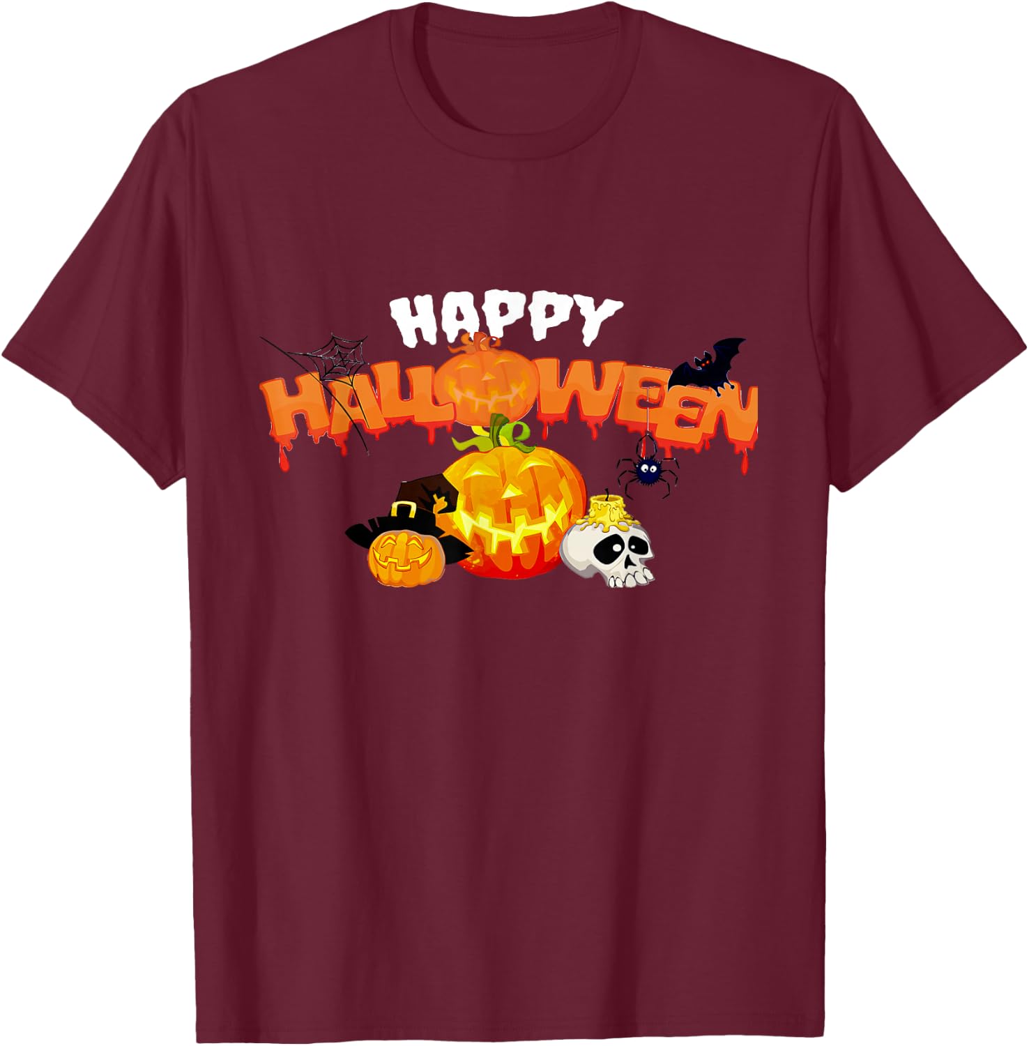 Trick Or Treat Halloween Funny Pumpkin Happy Halloween 2024 T-Shirt - T-Shirt | Maroon