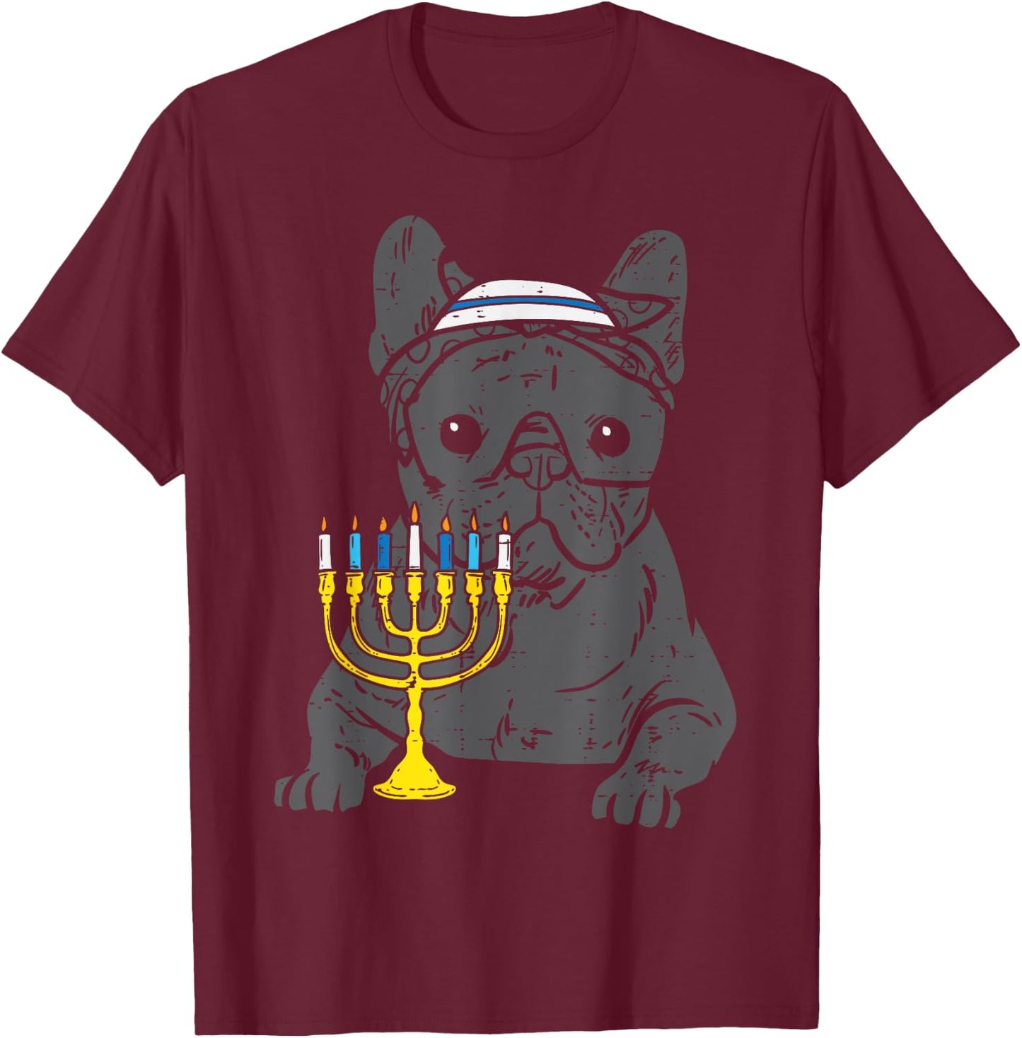 Jew French Bulldog Dog Hanukkah Pajamas Chanukah PJs Women T-Shirt - T-Shirt | Maroon